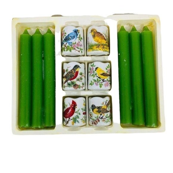 Vintage Funny Leuchter Porcelain Song Bird Holders - Picture 1 of 7